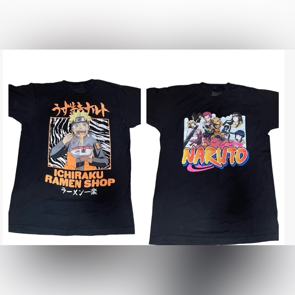 Naruto Shippuden collection (2) graphic t-shirts. Both black and size medium.